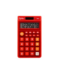 Calculadora liderpapel bolsillo xf11 8 digitos solar y pilas color rojo 115x65x8 mm