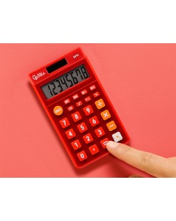 Calculadora liderpapel bolsillo xf11 8 digitos solar y pilas color rojo 115x65x8 mm