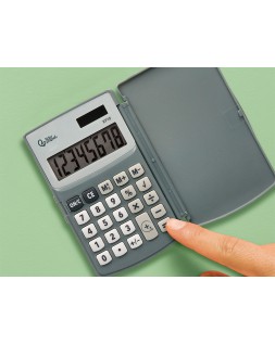 Calculadora liderpapel bolsillo xf15 10 digitos con tapa solar y pilas color gris 123x75x12 mm