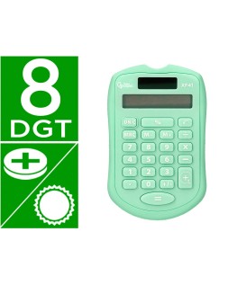 Calculadora liderpapel bolsillo xf42 8 digitos solar y pilas color verde 94x59,5x10,5mm