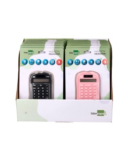 Calculadora liderpapel bolsillo xf44 8 digitos solar y pilas 94x59,5x10,5mm coloresnegro verde rosa exp de 16