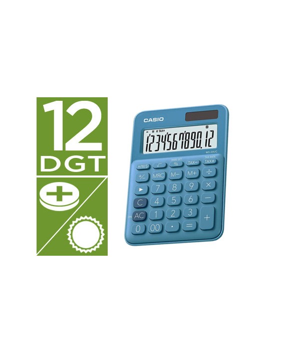 Calculadora casio ms-20uc-bu sobremesa 12 digitos tax +/- color azul