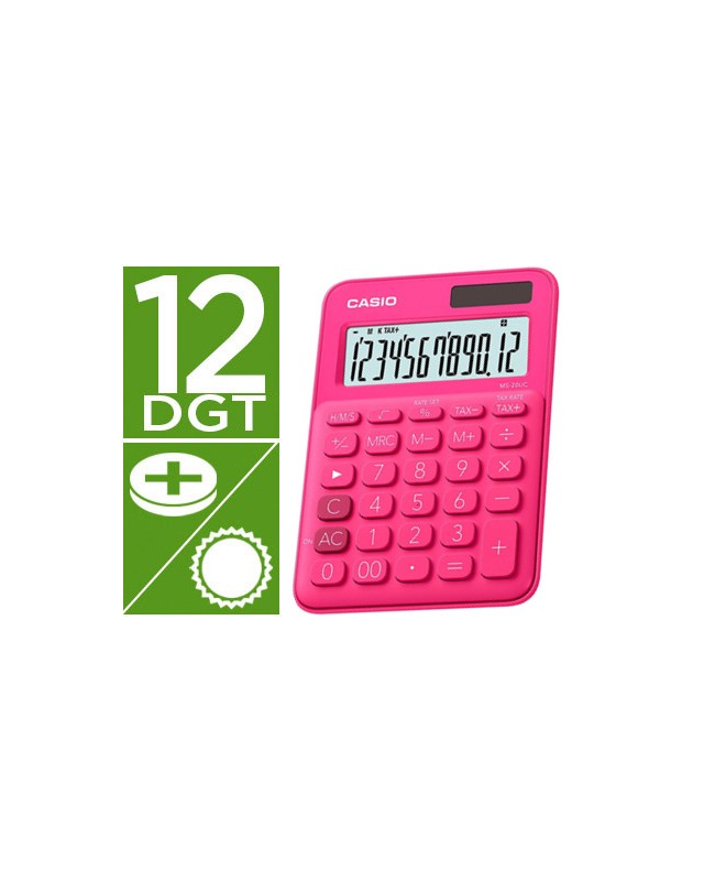 Calculadora casio ms-20uc-rd sobremesa 12 digitos tax +/- color fucsia