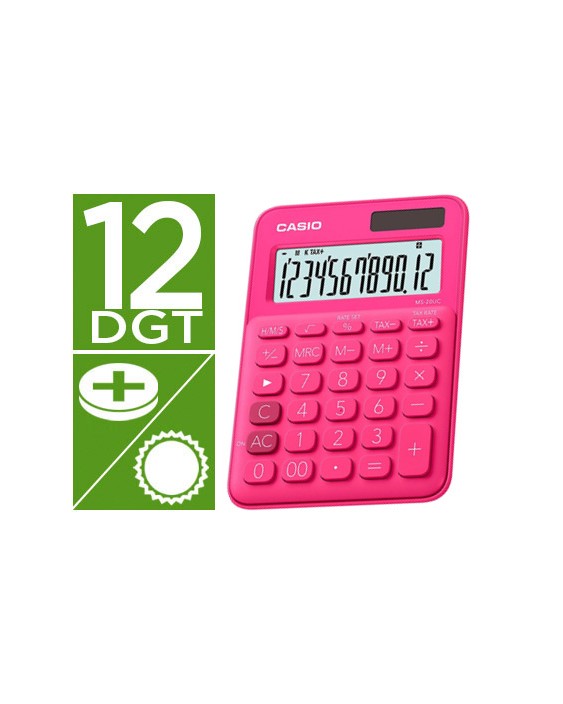 Calculadora casio ms-20uc-rd sobremesa 12 digitos tax +/- color fucsia