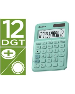 Calculadora casio ms-20uc-gn sobremesa 12 digitos tax +/- color verde