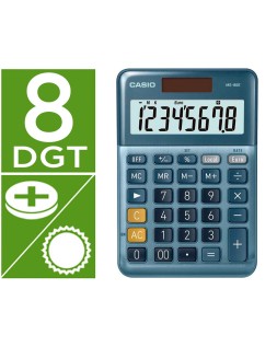Calculadora casio ms-80e sobremesa 8 digitos tx +/- tecla doble cero color azul
