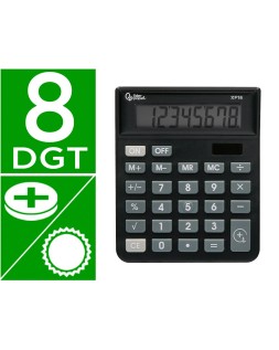 Calculadora liderpapel sobremesa xf16 8 digitos solar y pilas color negro 127x105x24 mm
