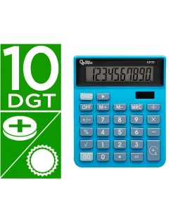 Calculadora liderpapel sobremesa xf21 10 digitos solar y pilas color azul 127x105x24 mm