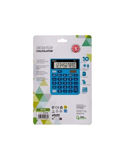 Calculadora liderpapel sobremesa xf21 10 digitos solar y pilas color azul 127x105x24 mm