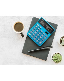 Calculadora liderpapel sobremesa xf21 10 digitos solar y pilas color azul 127x105x24 mm