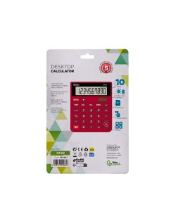 Calculadora liderpapel sobremesa xf22 10 digitos solar y pilas color rojo 127x105x24 mm