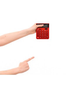 Calculadora liderpapel sobremesa xf22 10 digitos solar y pilas color rojo 127x105x24 mm