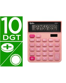 Calculadora liderpapel sobremesa xf23 10 digitos solar y pilas color rosa 127x105x24 mm