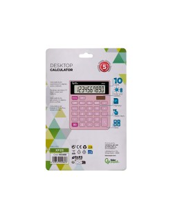 Calculadora liderpapel sobremesa xf23 10 digitos solar y pilas color rosa 127x105x24 mm