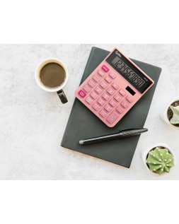 Calculadora liderpapel sobremesa xf23 10 digitos solar y pilas color rosa 127x105x24 mm