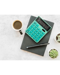 Calculadora liderpapel sobremesa xf24 10 digitos solar y pilas color verde 127x105x24 mm