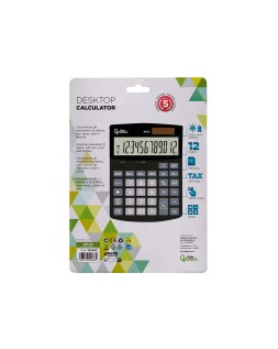 Calculadora liderpapel sobremesa xf27 12 digitos tasas solar y pilas color negro 155x115x25 mm