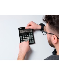 Calculadora liderpapel sobremesa xf27 12 digitos tasas solar y pilas color negro 155x115x25 mm