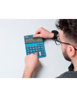 Calculadora liderpapel sobreme sa xf28 12 digitos dos lineas coste venta margen y tasas solar y pilas azul 155x115x25 mm