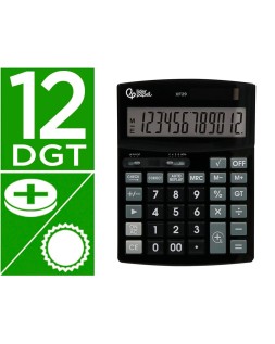 Calculadora liderpapel sobremesa xf29 12 digitos solar y pilas color negro 190x140x30 mm