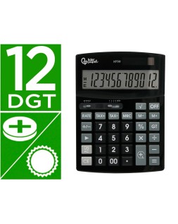Calculadora liderpapel sobremesa xf30 12 digitos tasas solar y pilas color negro 190x140x30 mm