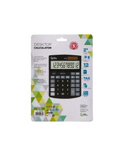 Calculadora liderpapel sobremesa xf30 12 digitos tasas solar y pilas color negro 190x140x30 mm