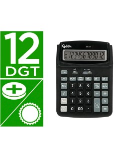 Calculadora liderpapel sobremesa xf39 12 digitos solar y pilas color negro 190x140x32 mm 40% reciclada