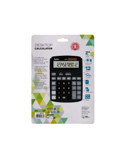 Calculadora liderpapel sobremesa xf39 12 digitos solar y pilas color negro 190x140x32 mm 40% reciclada