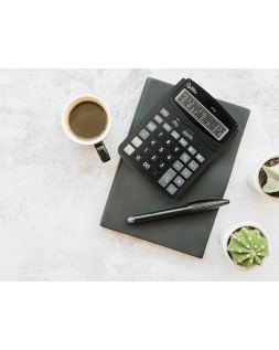 Calculadora liderpapel sobremesa xf39 12 digitos solar y pilas color negro 190x140x32 mm 40% reciclada