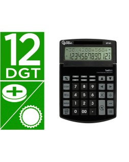 Calculadora liderpapel sobremesa xf40 12 digitos dos lineas solar y pilas negro 175x120x30 mm 40% reciclada