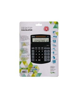 Calculadora liderpapel sobremesa xf40 12 digitos dos lineas solar y pilas negro 175x120x30 mm 40% reciclada
