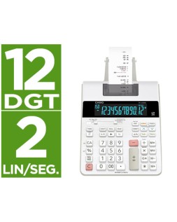Calculadora casio impresora pantalla lc papel 58 mm impresion bicolor fr-2650rc 12 digitos dc color blanco