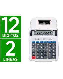 Calculadora liderpapel impresora pantalla papel 57 mm 12 digitos impresion bicolor blanca 235x155x62 mm