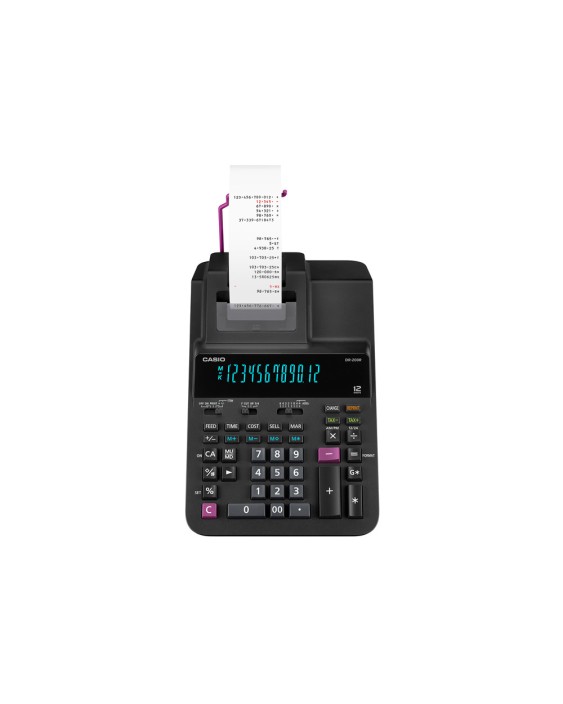 Calculadora casio dr-200r impresora pantalla fluor papel 58 mm impresion bicolor 12 digitos ac/dc color negro