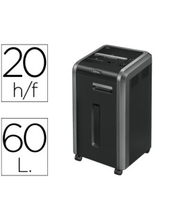 Destructora de documentos fellowes 225ci capacidad de corte 24 h destruye grapas clips cd y tarjetas 60 litros