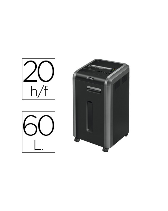 Destructora de documentos fellowes 225ci capacidad de corte 24 h destruye grapas clips cd y tarjetas 60 litros