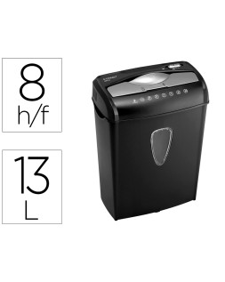 Destructora de documentos q-connect kf17972 capacidad de corte 8 h destruye grapas clips cd y tarjetas 13 litros