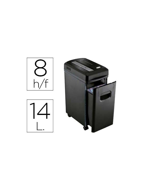 Destructora de documentos q-connect kf15547 capacidad de corte 8 h destruye grapas clips y tarjetas papelera 15l