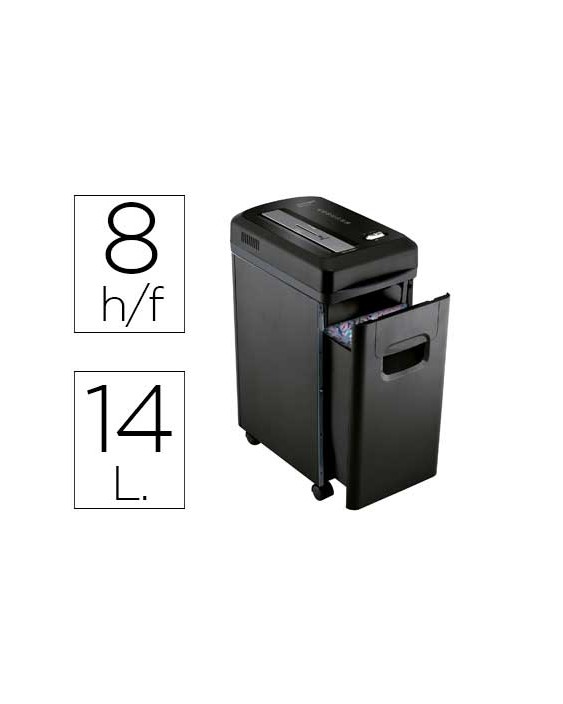 Destructora de documentos q-connect kf15547 capacidad de corte 8 h destruye grapas clips y tarjetas papelera 15l