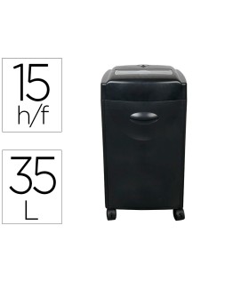 Destructora de documentos q-connect kf15553 capacidad de corte 15 h destruye grapas clips cd y tarjetas 35 litros