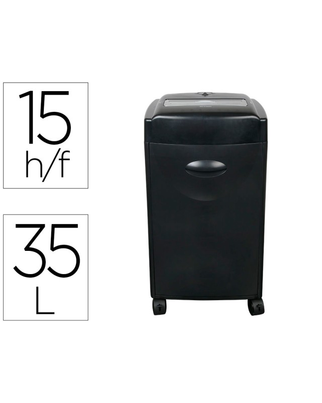 Destructora de documentos q-connect kf15553 capacidad de corte 15 h destruye grapas clips cd y tarjetas 35 litros