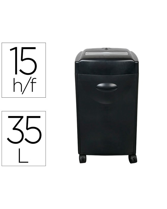 Destructora de documentos q-connect kf15553 capacidad de corte 15 h destruye grapas clips cd y tarjetas 35 litros