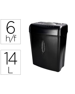 Destructora de documentos q-connect kf17970 capacidad de corte 6 h destruye grapas clips y tarjetas papelera 14l