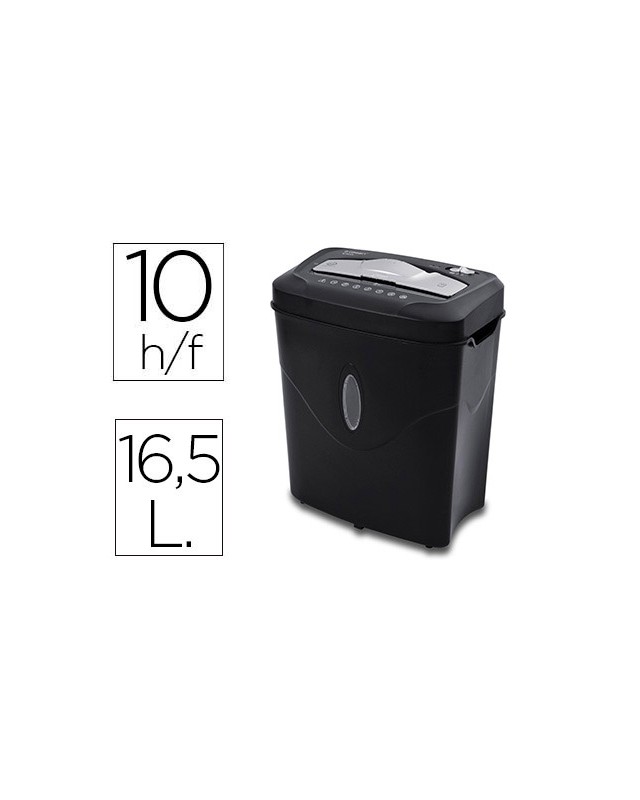 Destructora de documentos q-connect kf17974 capacidad de corte 10 h destruye grapas clips y tarjetas papelera 16,5
