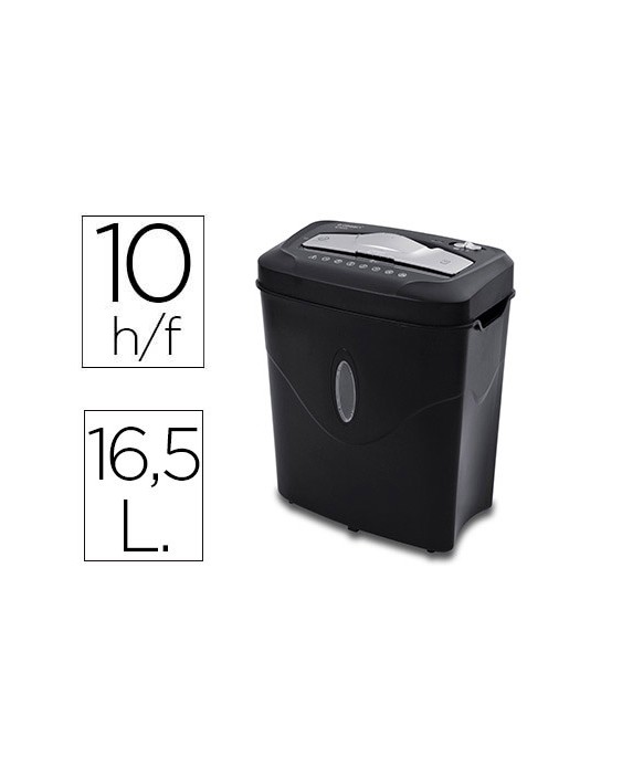 Destructora de documentos q-connect kf17974 capacidad de corte 10 h destruye grapas clips y tarjetas papelera 16,5