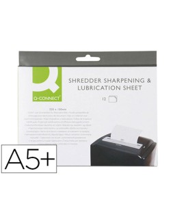 Hojas lubricantes y afiladoras q-connect para destructora paquete de 12 hojas tamaño 220x150 mm