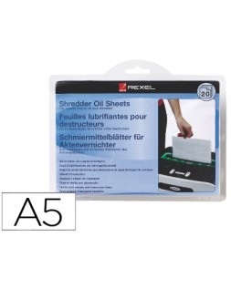 Hojas lubricantes rexel para destructora paquete de 20 hojas tamaño din a5