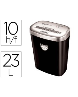 Destructora de documentos fellowes 53c capacidad de corte 10 hojas destruye grapasclips tarjetas y cd 23 litros