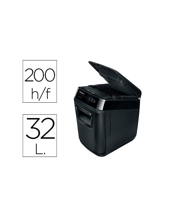 Destructora de documentos fellowes automax 200c capacidad de corte 200 hojas destruye clips tarjetas y cd