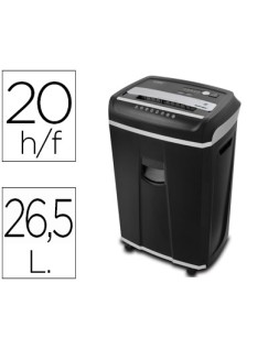 Destructora de documentos q-connect antiatascos seguridad 4p capacidad de corte 20h clips grapas tarjetas y cd 26l